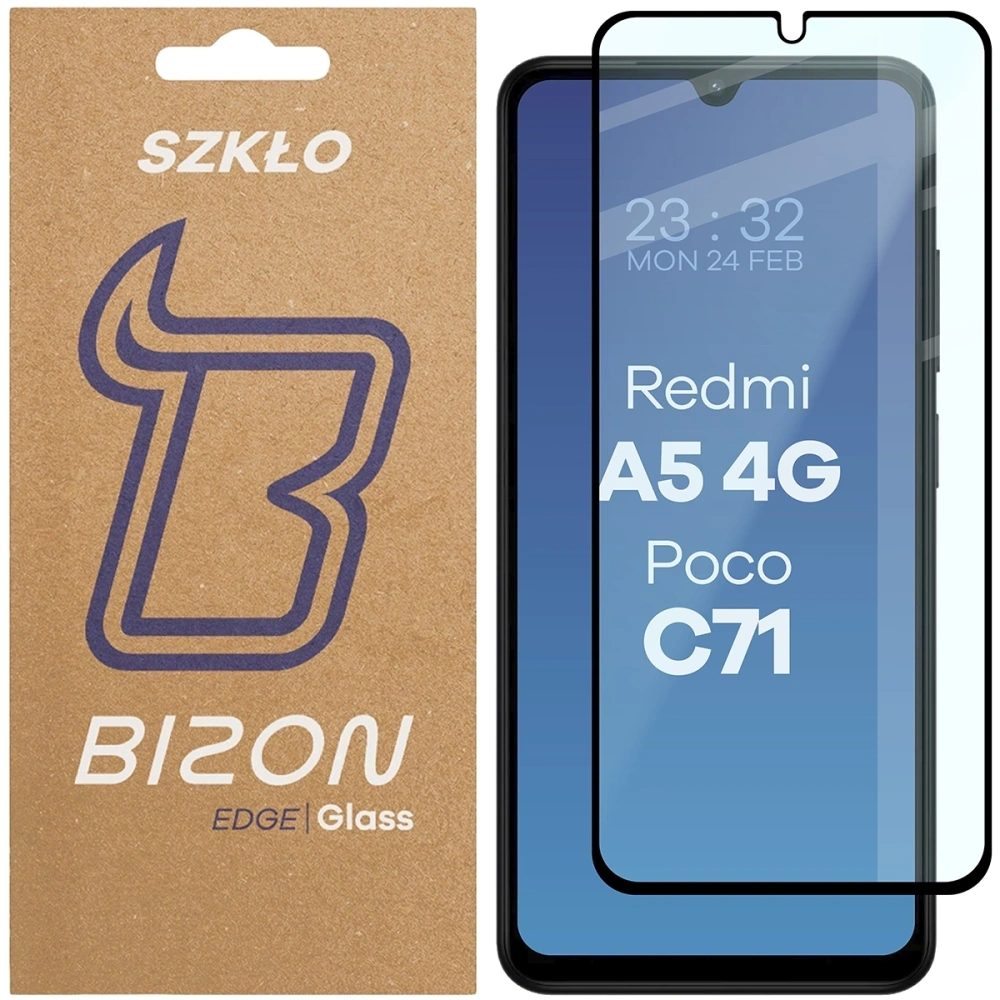 Hurtownia GSM - Szkło hartowane Bizon Glass Edge 2 do Xiaomi Redmi A5 4G / Poco C71 czarna ramka - BIZ9222 - {ean13} - Hurt