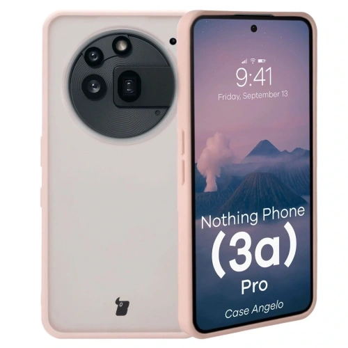 Etui Bizon Case Angelo do Nothing Phone (3a) Pro półprzezroczyste z różową ramką