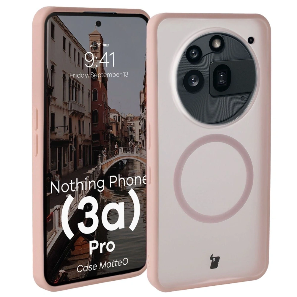 Hurtownia GSM - Etui z pierścieniem magnetycznym Bizon Case MatteO do Nothing Phone (3a) Pro przydymione-różowe - BIZ9225 - {ean13} - Hurt