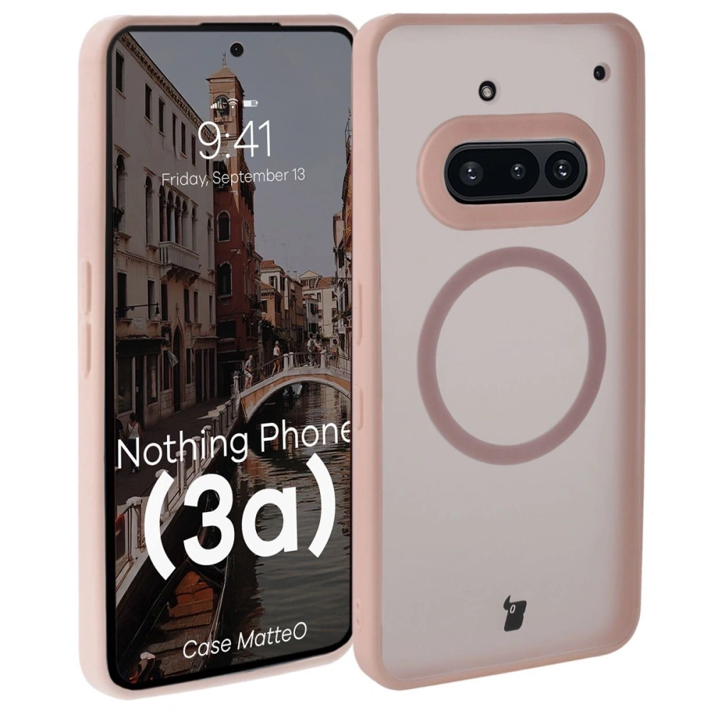 Hurtownia GSM - Etui z pierścieniem magnetycznym Bizon Case MatteO do Nothing Phone (3a) przydymione-różowe - BIZ9226 - {ean13} - Hurt