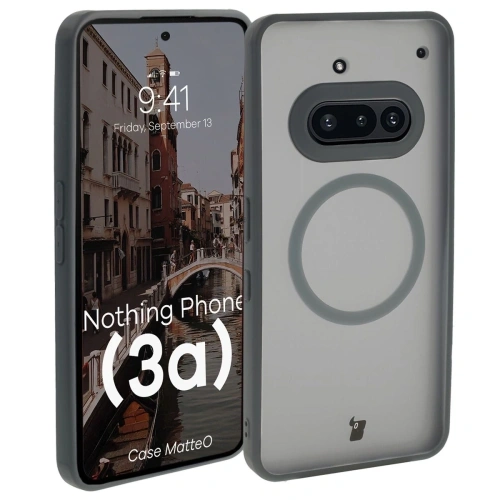 Etui z pierścieniem magnetycznym Bizon Case MatteO do Nothing Phone (3a) przydymione-szare