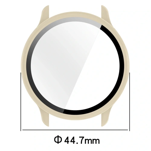 Etui ze szkłem do zegarka Bizon Case+Glass Watch do Garmin Vivoactive 6 beżowe