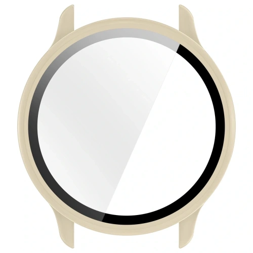 Etui ze szkłem do zegarka Bizon Case+Glass Watch do Garmin Vivoactive 6 beżowe