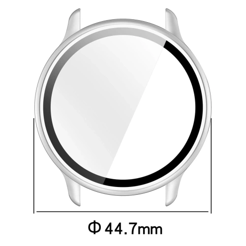 Etui ze szkłem do zegarka Bizon Case+Glass Watch do Garmin Vivoactive 6 satynowo srebrne