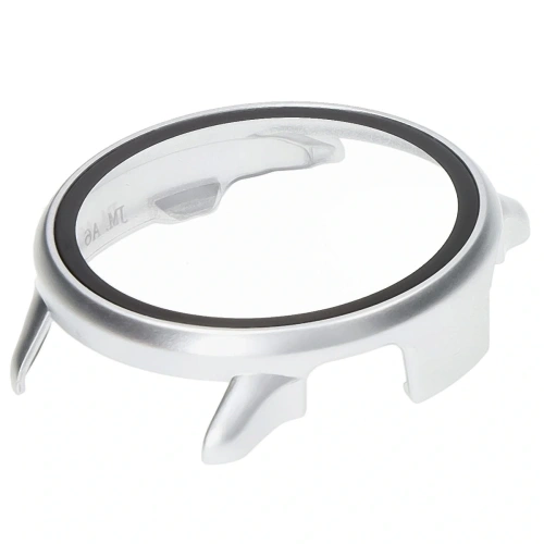 Etui ze szkłem do zegarka Bizon Case+Glass Watch do Garmin Vivoactive 6 satynowo srebrne