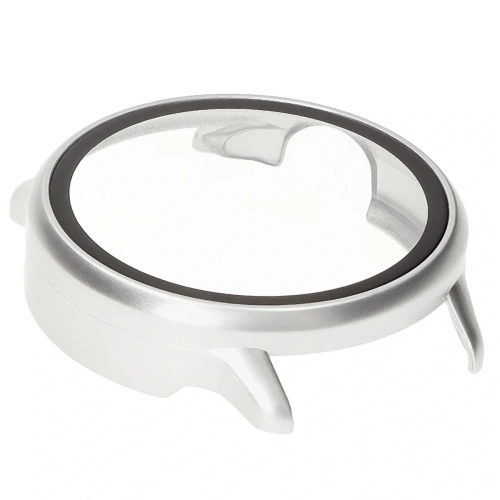 Etui ze szkłem do zegarka Bizon Case+Glass Watch do Garmin Vivoactive 6 satynowo srebrne