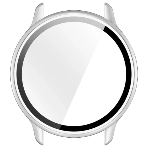 Etui ze szkłem do zegarka Bizon Case+Glass Watch do Garmin Vivoactive 6 satynowo srebrne