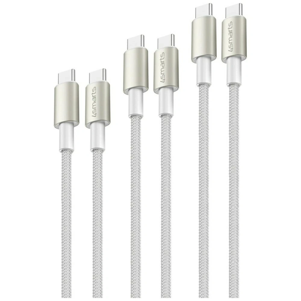 Wholesale 4smarts PremiumCord USB-C / USB-C Cable 60W white/silver [3 PACK] - 4SMR88 - {ean13} - Hurt