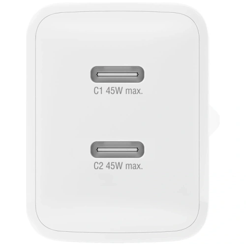 Ładowarka sieciowa 4smarts PDPlug Dual 45W GaN 2xUSB-C biała