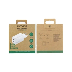 Hurtownia GSM - Ładowarka sieciowa 4smarts PDPlug Dual 45W GaN 2xUSB-C biała - 4SMR90 - {ean13} - Hurt