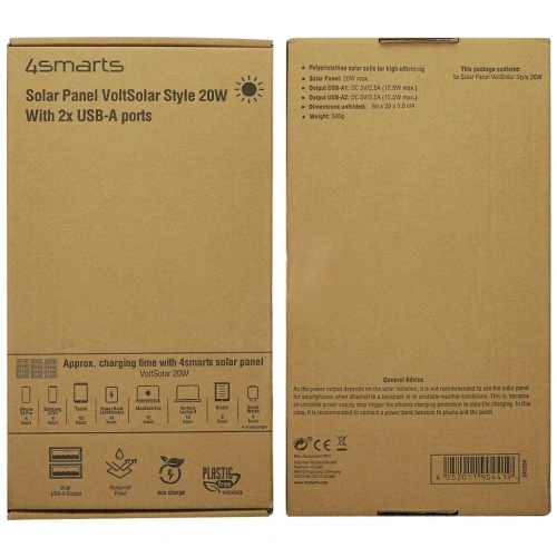 Panel słoneczny 4smarts VoltSolar 20W 2xUSB-A szary