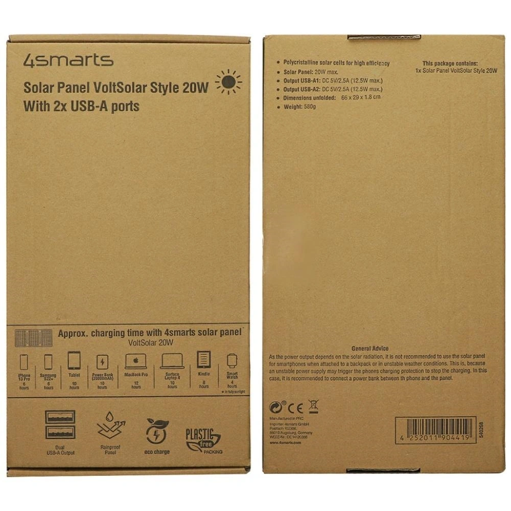 Hurtownia GSM - 4smarts VoltSolar 20W Napelem 2xUSB-A Szürke - 4SMR91 - {ean13} - Hurt