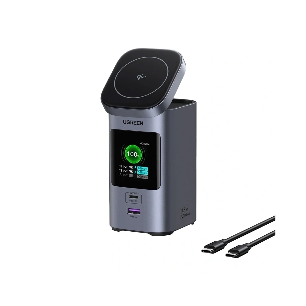 Hurtownia GSM - UGREEN Nexode 2 az 1-ben Vezeték nélküli Töltő / Powerbank 20000mAh 145W Qi2 2x USB-C Power Bank - UGR5628 - {ean13} - Hurt