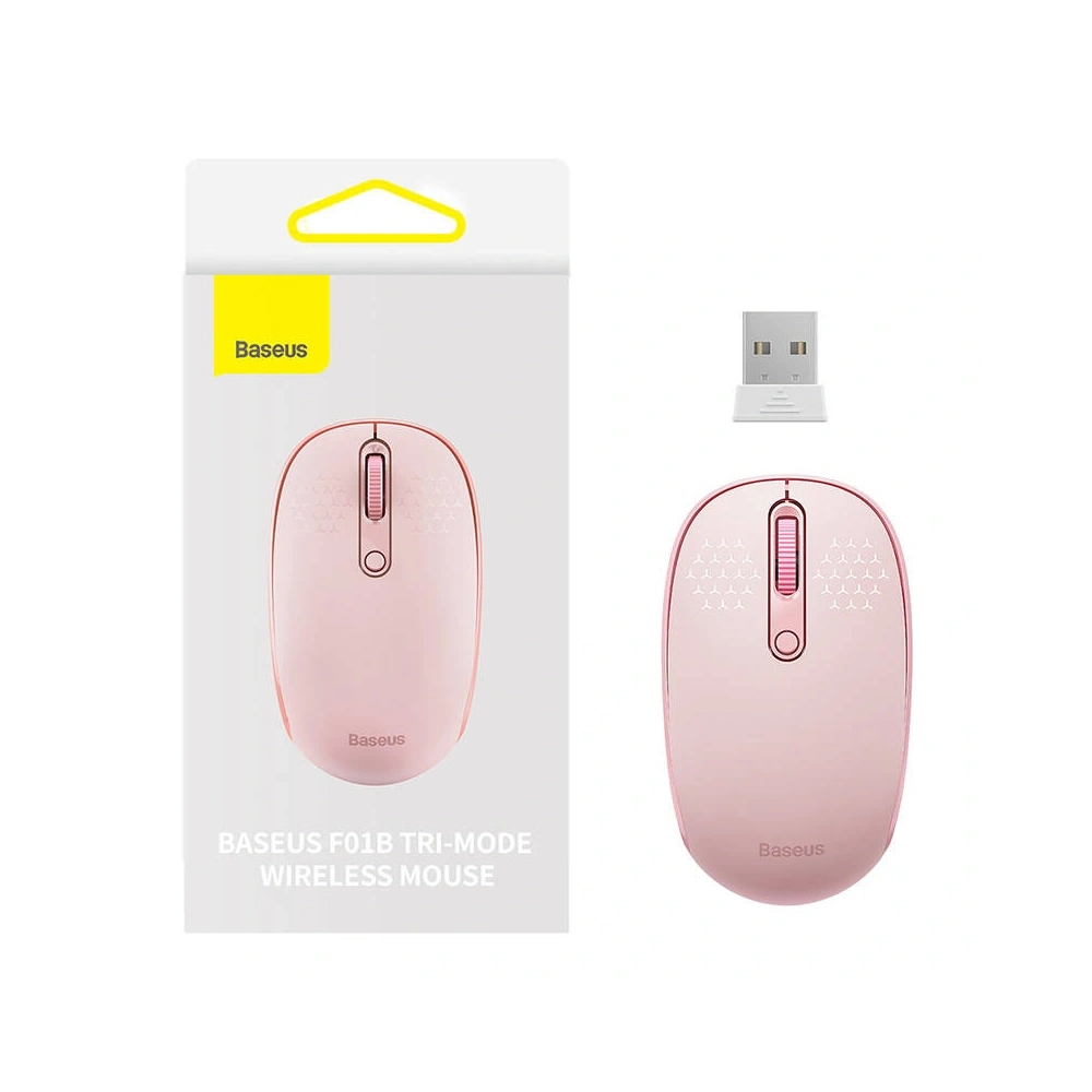 Hurtownia GSM - Baseus F01B Tri-Mode Vezeték nélküli Egér 2.4G BT 5.0 1600 DPI (rózsaszín) - BSU8959 - {ean13} - Hurt
