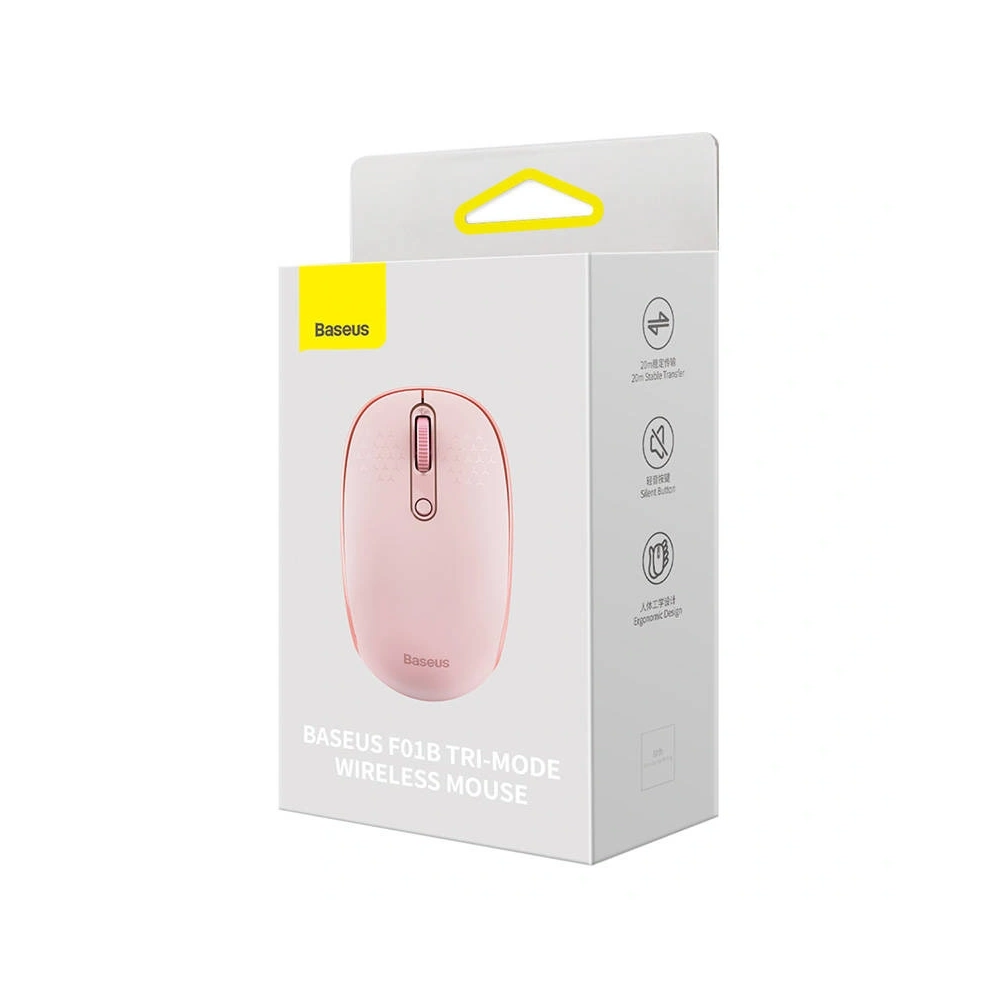 Hurtownia GSM - Baseus F01B Tri-Mode Vezeték nélküli Egér 2.4G BT 5.0 1600 DPI (rózsaszín) - BSU8959 - {ean13} - Hurt