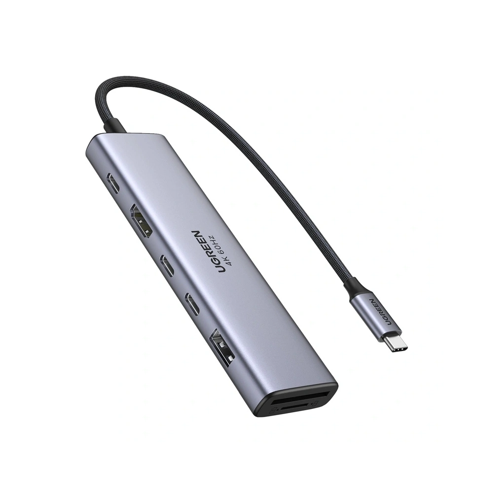 Hurtownia GSM - UGREEN 7in1 Adapter USB-A 3.2, 2xUSB-C 3.2, USB-C Átvezetés, HDMI 4K60Hz, SD/TF - UGR5638 - {ean13} - Hurt