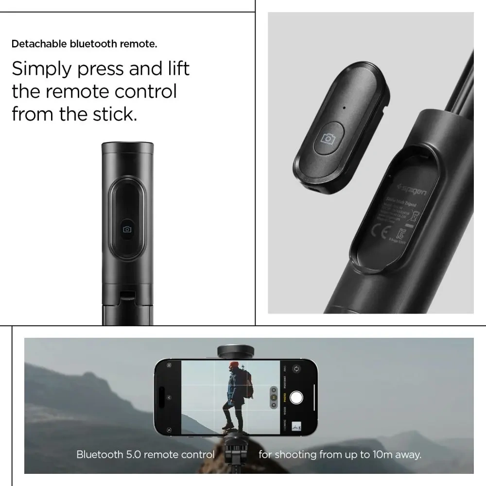 Hurtownia GSM - Spigen S541W Bluetooth Selfie Stick Tripod Negru - SPN16785 - {ean13} - Hurt