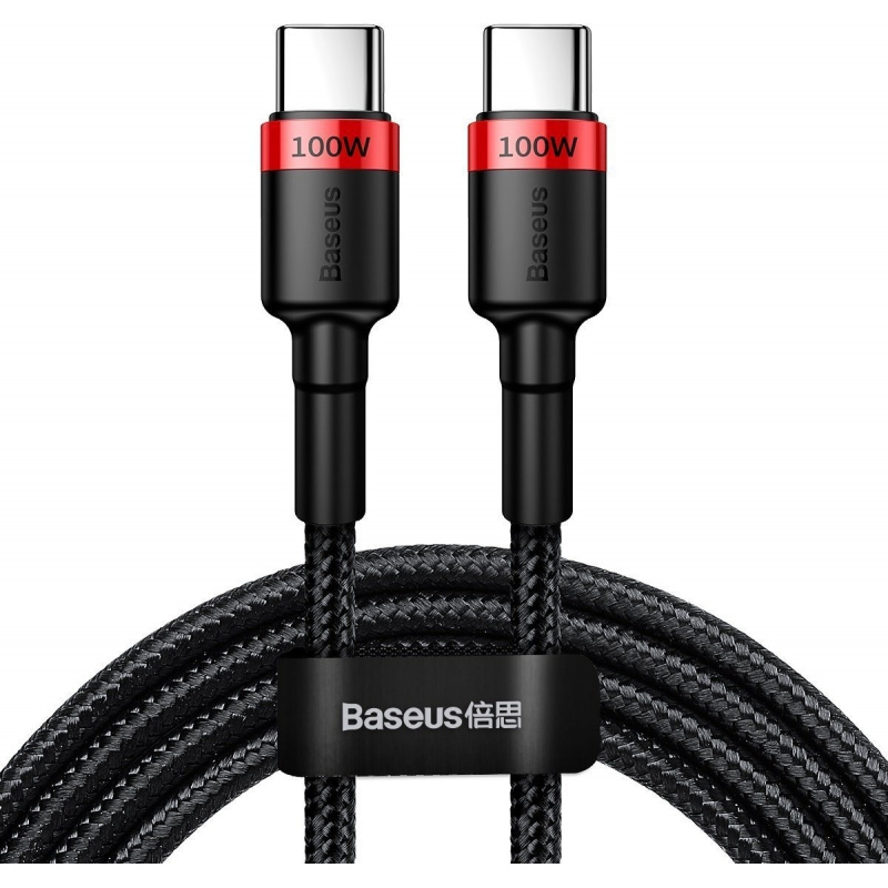 Baseus Distributor - 6953156216372 - BSU1520REDBLK - Baseus Cafule PD2.0 100W Charging USB USB-C Cable 20V 5A 2m Red & Black - B2B homescreen