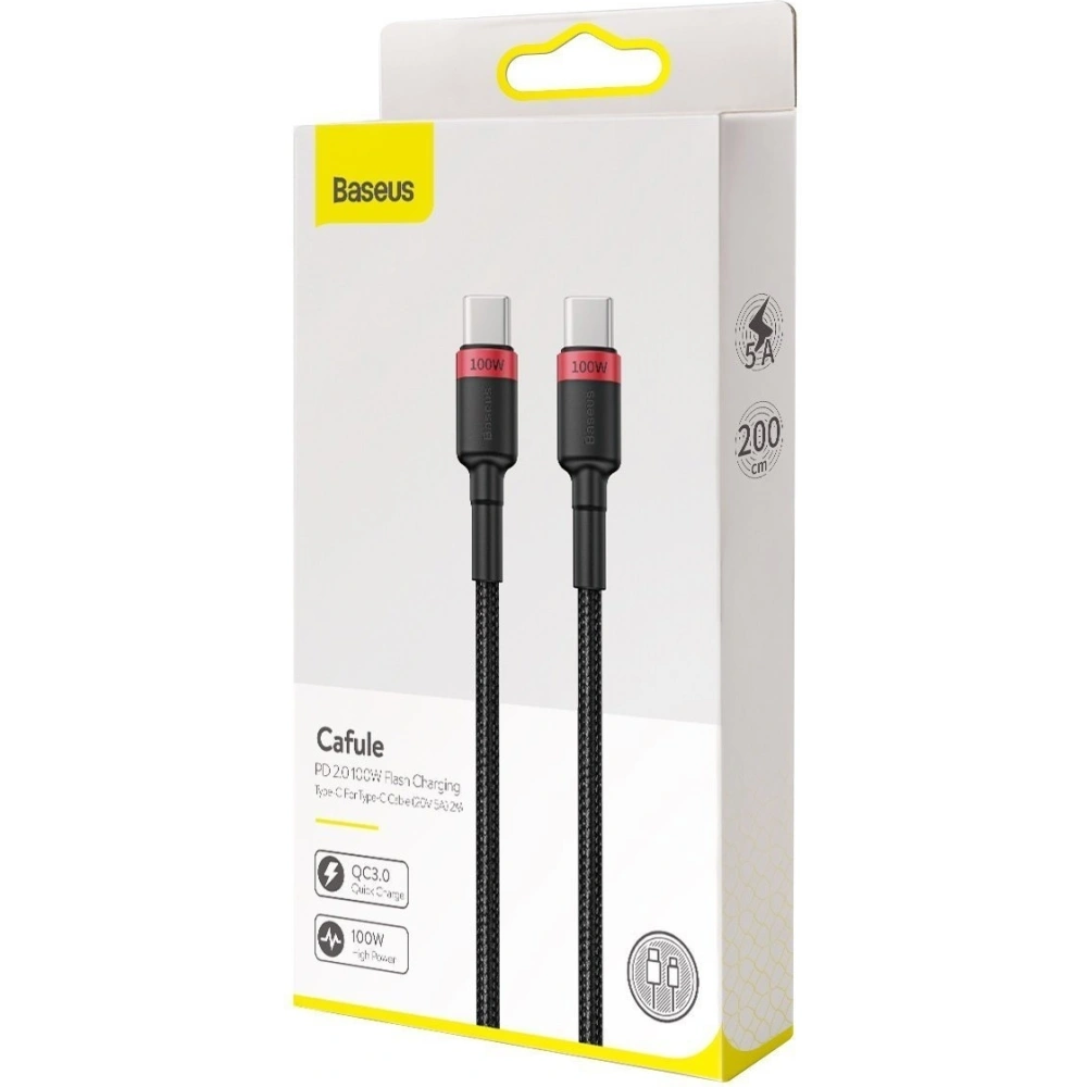 Hurtownia GSM - Kabel USB-C Baseus Cafule, QC 3.0, PD 2.0, 100W, 5A, 2m (červeno-černý) - BSU1520REDBLK - {ean13} - Hurt