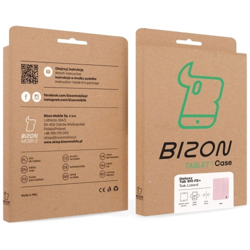 Etui z klapką Bizon Case Tab Lizard do Samsung Galaxy Tab S10 FE+ Plus różowe
