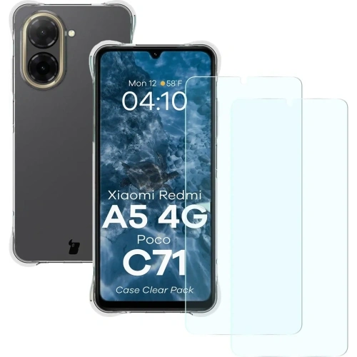 Etui + 2x szkło na ekran Bizon Case Clear Pack do Xiaomi Redmi A5 4G / POCO C71 4G