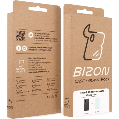 Etui + 2x szkło na ekran Bizon Case Clear Pack do Xiaomi Redmi A5 4G / POCO C71 4G