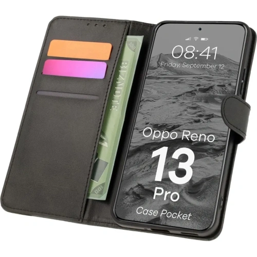 Etui z klapką Bizon Case Pocket do Oppo Reno13 Pro czarne