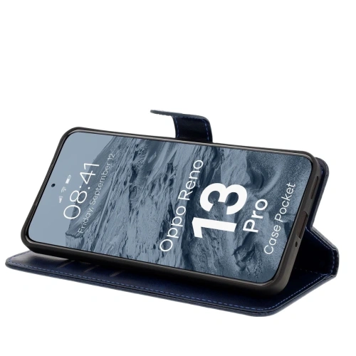 Etui z klapką Bizon Case Pocket do Oppo Reno13 Pro granatowe