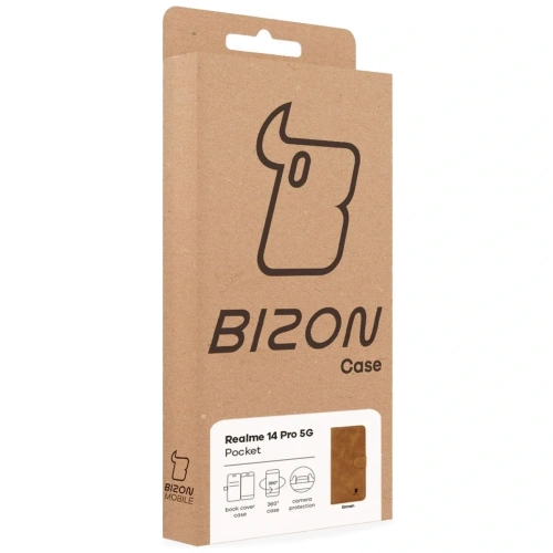 Etui z klapką Bizon Case Pocket do Realme 14 Pro 5G brązowe