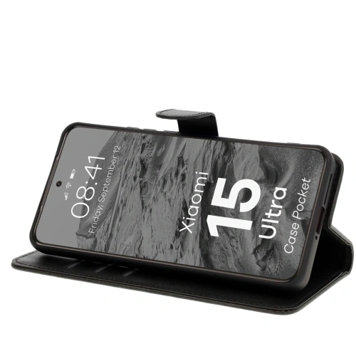 Etui z klapką Bizon Case Pocket do Xiaomi 15 Ultra czarne
