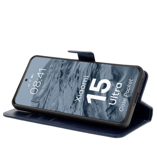 Etui z klapką Bizon Case Pocket do Xiaomi 15 Ultra granatowe