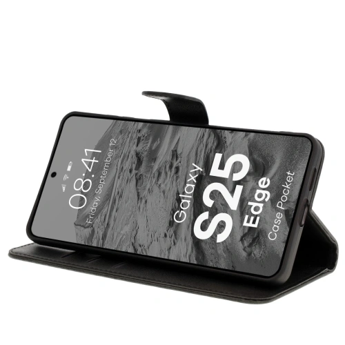 Etui z klapką Bizon Case Pocket do Samsung Galaxy S25 Edge czarne