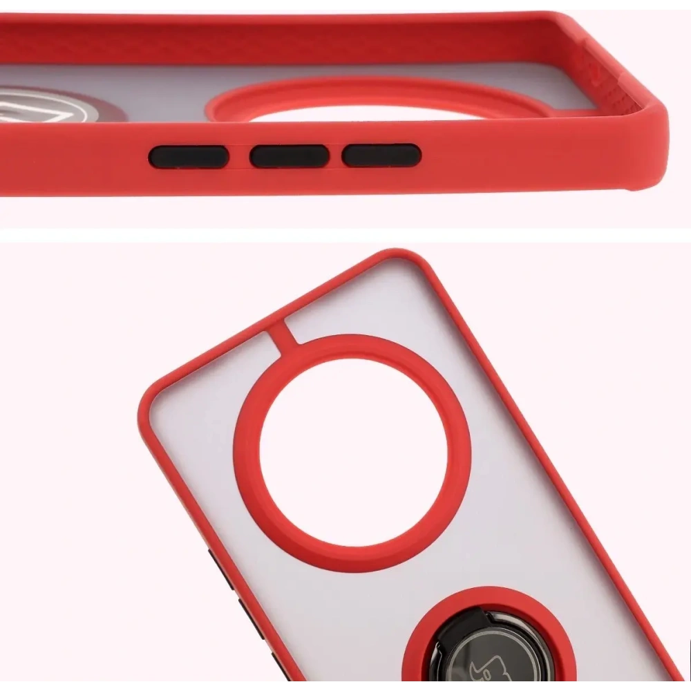 Hurtownia GSM - Etui z uchwytem na palec Bizon Case Hybrid Ring do Realme 14 Pro 5G przydymione z czerwoną ramką - BIZ9305 - {ean13} - Hurt