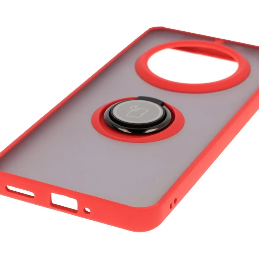 Hurtownia GSM - Etui z uchwytem na palec Bizon Case Hybrid Ring do Realme 14 Pro 5G przydymione z czerwoną ramką - BIZ9305 - {ean13} - Hurt