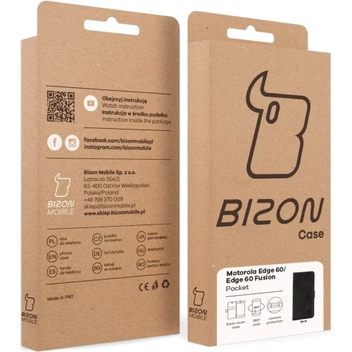 Etui z klapką Bizon Case Pocket do Motorola Edge 60 / 60 Fusion czarne