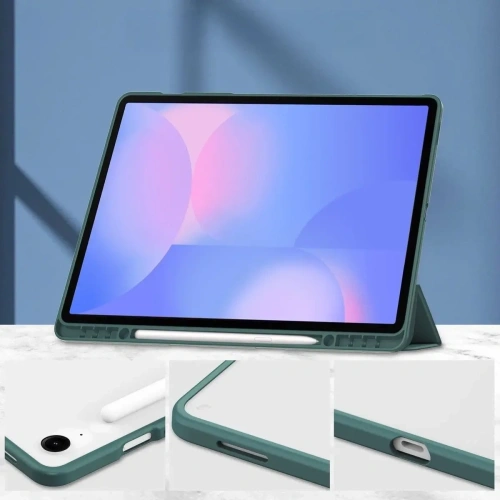 Etui z klapką Bizon Case Tab Clear Matt do Samsung Galaxy Tab S10 FE+ Plus ciemnozielone