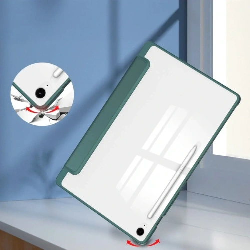 Etui z klapką Bizon Case Tab Clear Matt do Samsung Galaxy Tab S10 FE+ Plus ciemnozielone