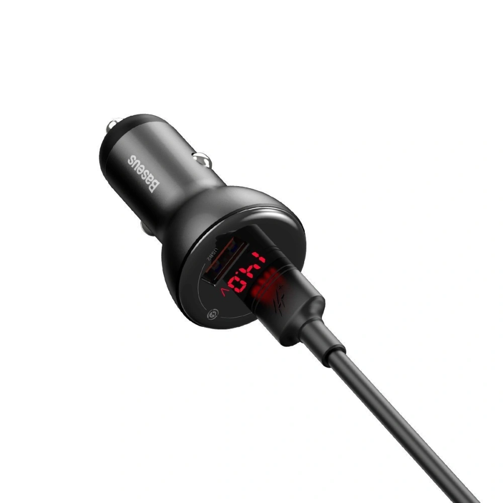 Hurtownia GSM - Autonabíječka Baseus s digitálním displejem, 2x USB, QC3.0, 45W, 5A (šedá) - BSU1532GRY - {ean13} - Hurt