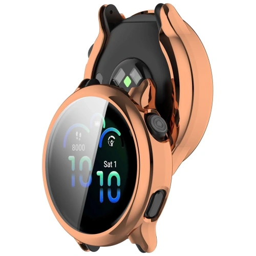 Etui z osłoną ekranu Bizon Case Watch Felipe do Garmin Vivoactive 6 różowozłote