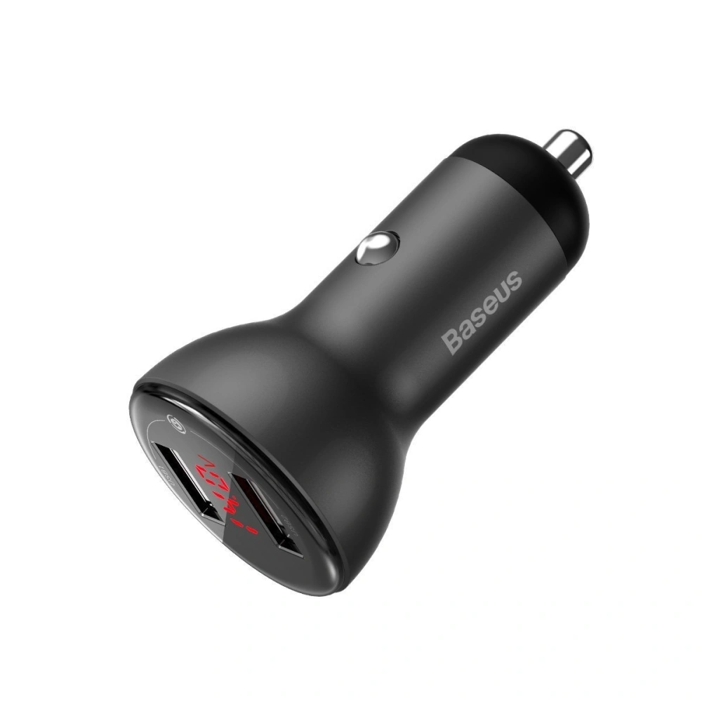 Hurtownia GSM - Autonabíječka Baseus s digitálním displejem, 2x USB, QC3.0, 45W, 5A (šedá) - BSU1532GRY - {ean13} - Hurt