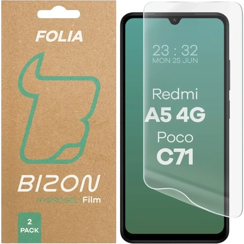 Folia hydrożelowa na ekran Bizon Glass Hydrogel Front do Xiaomi Redmi A5 4G / POCO C71 4G [2 PACK]