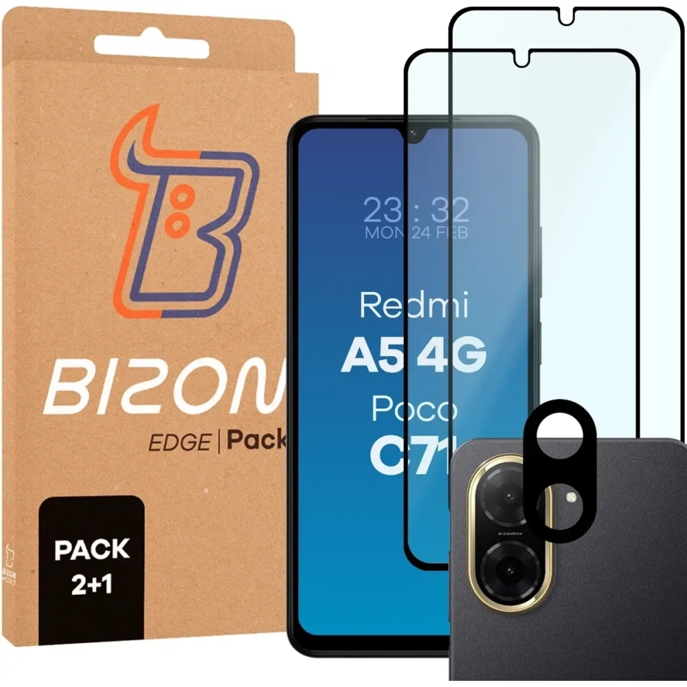Wholesale Bizon Edge 2 Pack 2x tempered glass + lens protection Xiaomi Redmi A5 4G / POCO C71 4G - BIZ9323 - {ean13} - Hurt