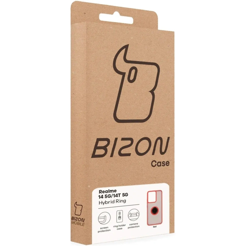 Hurtownia GSM - Bizon Case Hybrid Gyűrű Realme 14 5G / 14T 5G füstös piros kerettel - BIZ9331 - {ean13} - Hurt