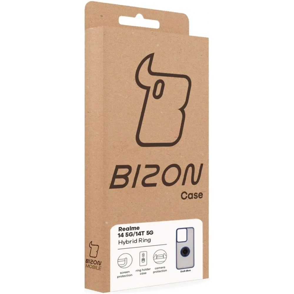 Wholesale Bizon Case Hybrid Ring Realme 14 5G / 14T 5G smoky with a navy blue frame - BIZ9332 - {ean13} - Hurt