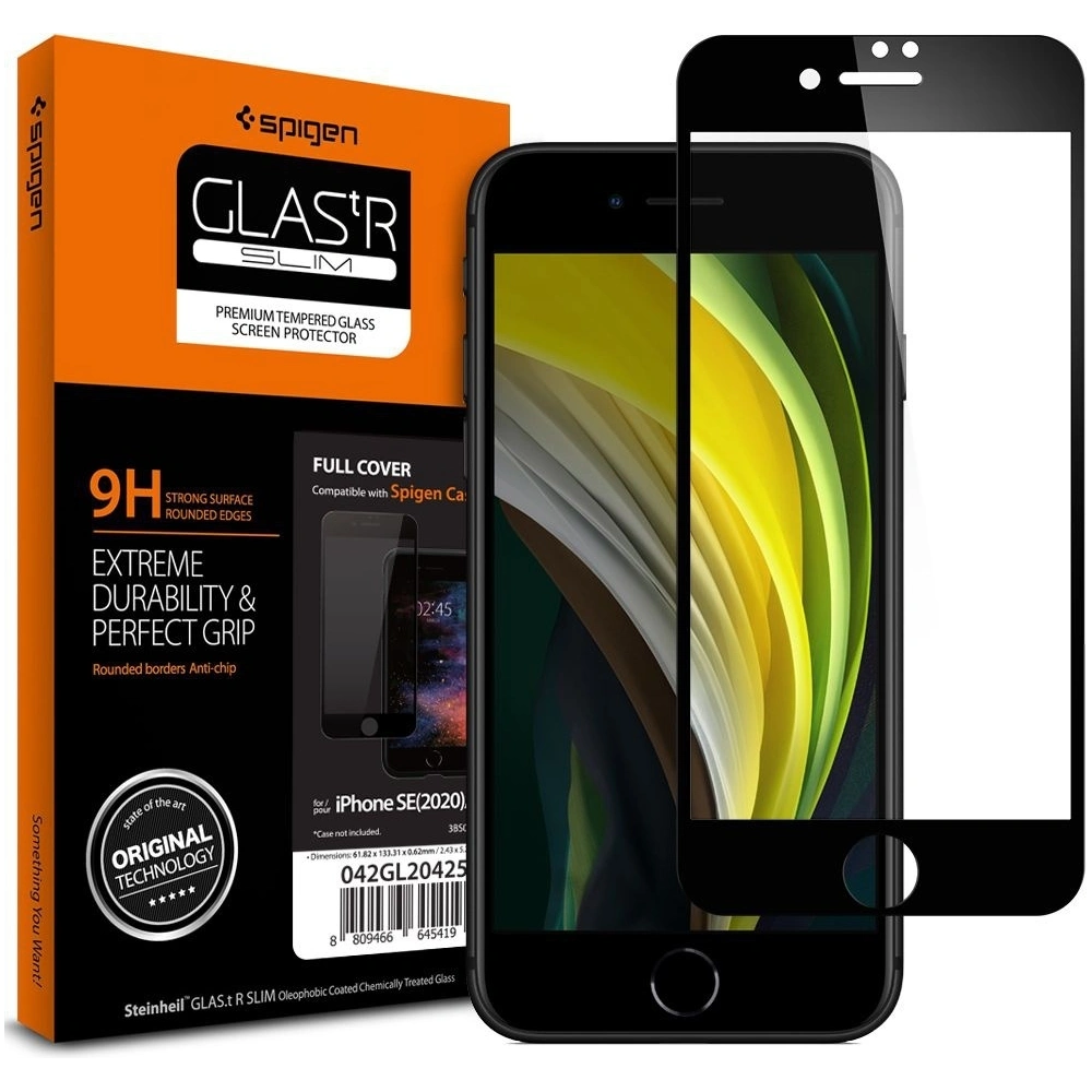 Hurtownia GSM - Tvrzené sklo Spigen GLAS.tR Slim Apple iPhone SE 2022/SE 2020/8/7 Černá - SPN1145BLK - {ean13} - Hurt