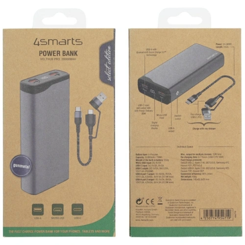 Powerbank 4smarts VoltHub Pro 20000mAh 22.5W QC PD gunmetal