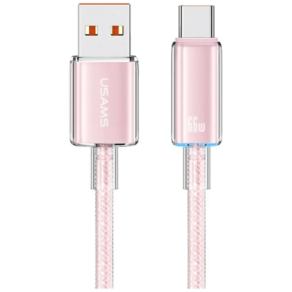Hurtownia GSM - USAMS Cloud Series US-SJ658 USB-A / USB-C Kábel 6A 12m rózsaszín - USA1263 - {ean13} - Hurt