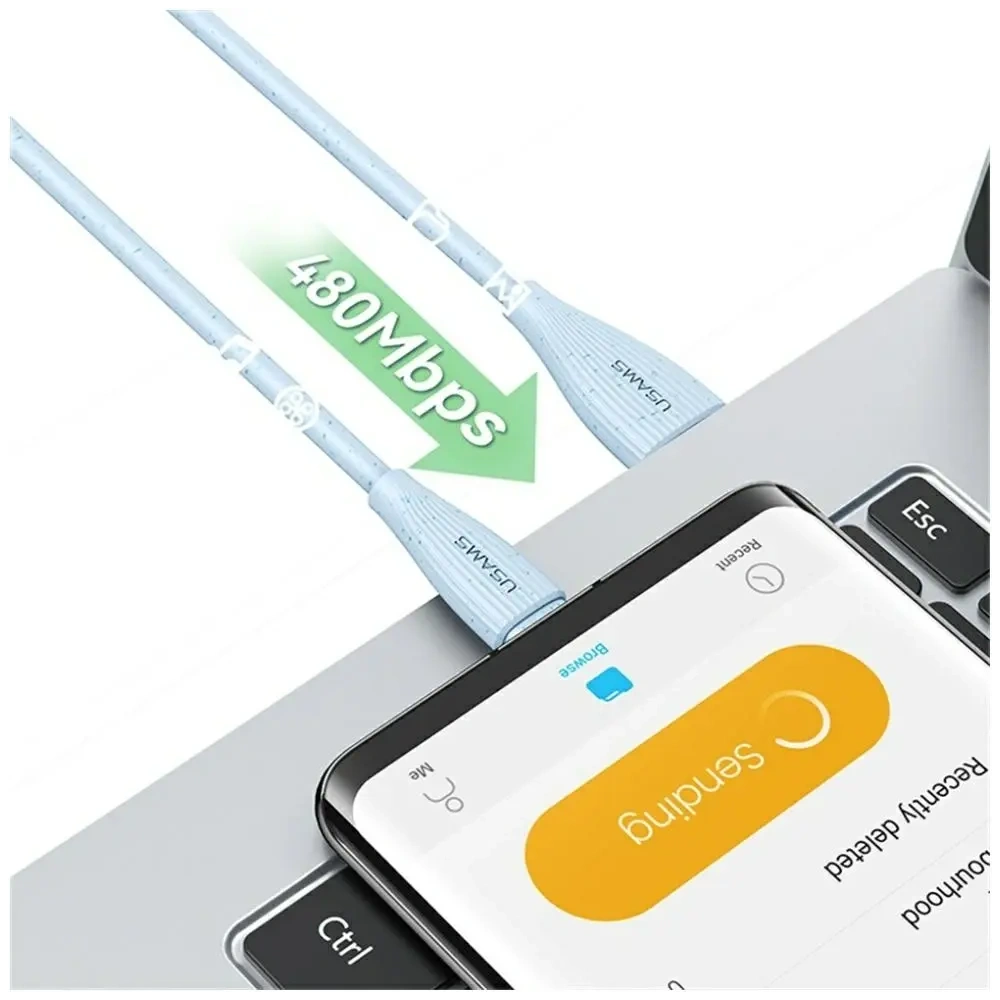 Hurtownia GSM - USAMS Zöld Sorozat SJ714 USB-A / USB-C Kábel 18W 3A 1m fehér - USA1264 - {ean13} - Hurt