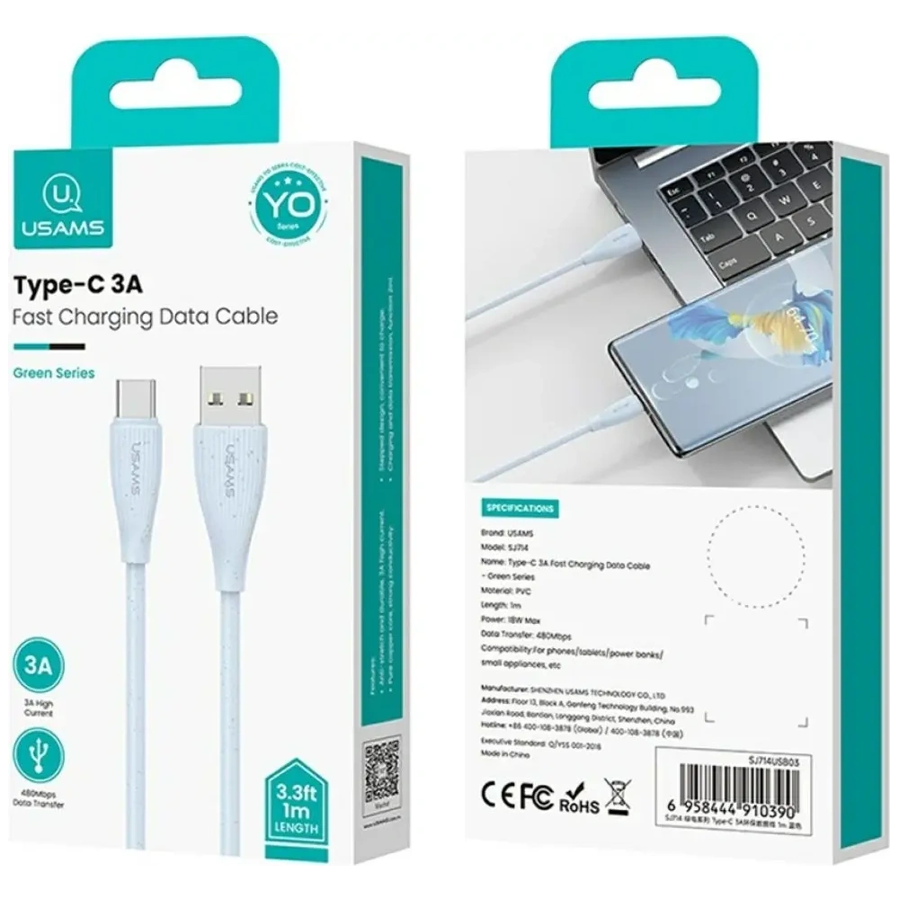 Hurtownia GSM - Cablu USAMS Green Series SJ714 USB-A / USB-C 18W 3A 1m alb - USA1264 - {ean13} - Hurt