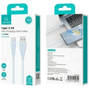 Hurtownia GSM - USAMS Zöld Sorozat SJ714 USB-A / USB-C Kábel 18W 3A 1m rózsaszín - USA1266 - {ean13} - Hurt